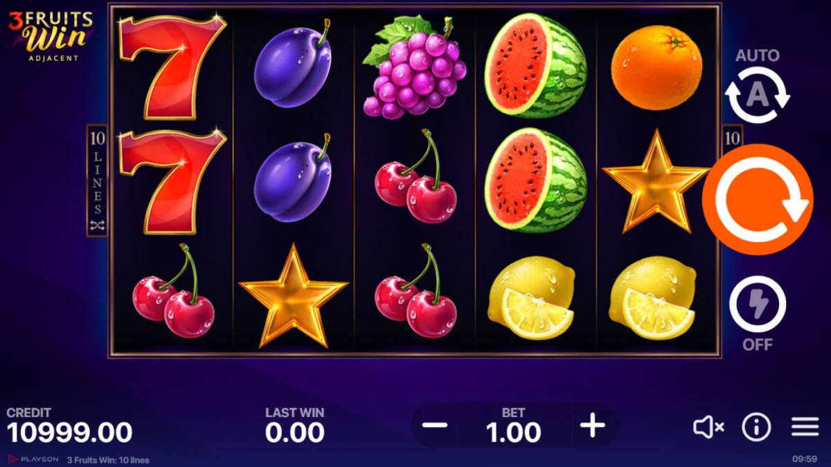 3 Fruits Win: 10 Lines Adjacent Slot